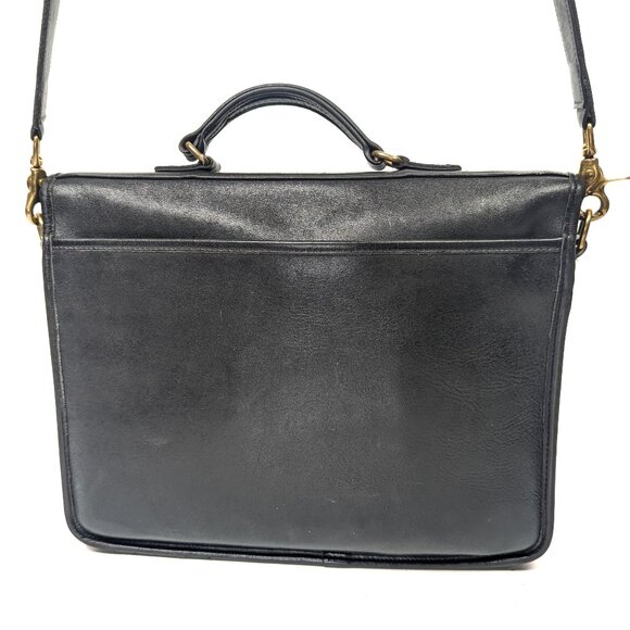 COACH USA Vintage Black Leather Briefcase Shoulder Bag - Made in USA - Picture 5 of 16